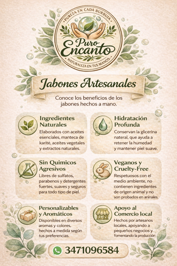 Puro Encanto: Pureza en cada burbuja, naturaleza en tus manos.
jabones artesanales 
San Miguel el Alto Jalisco 
de todo un poco